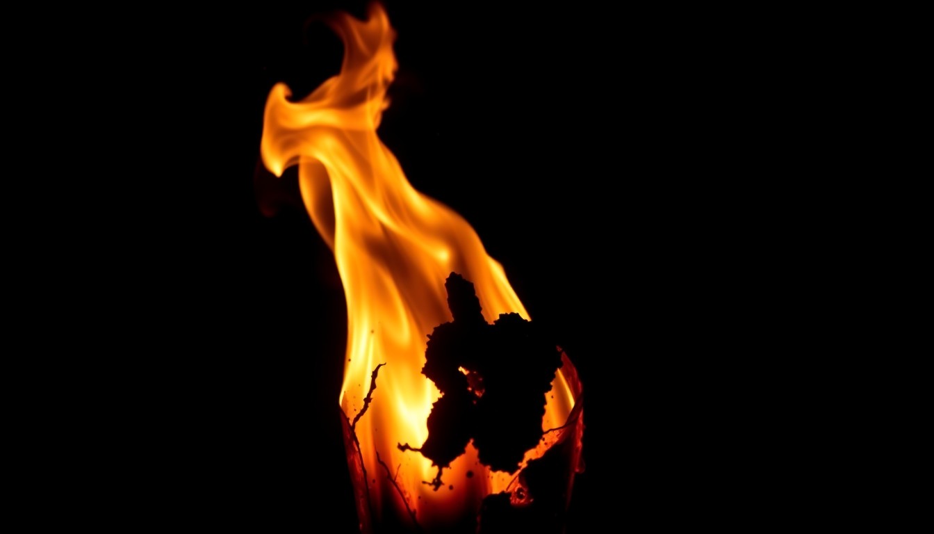 An extreme close-up of a partially melted and charred Molotov cocktail, capturing the gritty, investigative aesthetic of the crime scene.