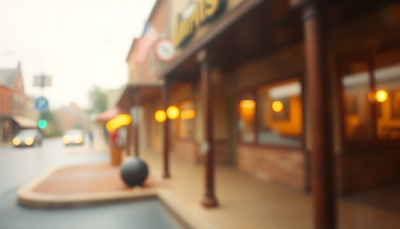 An abstract, impressionistic photograph of historic scenes from Warm Springs, Georgia, captured through a hazy, rain-streaked lens and rendered in soft, warm tones.