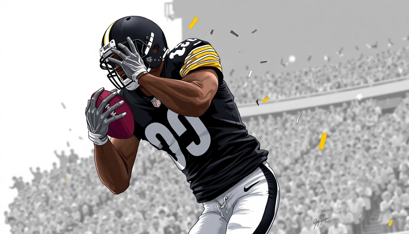 A fractured, multi-perspective painting in the style of Pablo Picasso, breaking down a wide receiver making a contested catch into sharp, overlapping geometric planes, conceptually representing the physical and determined playing style that could make Denzel Boston a good fit for the Pittsburgh Steelers.