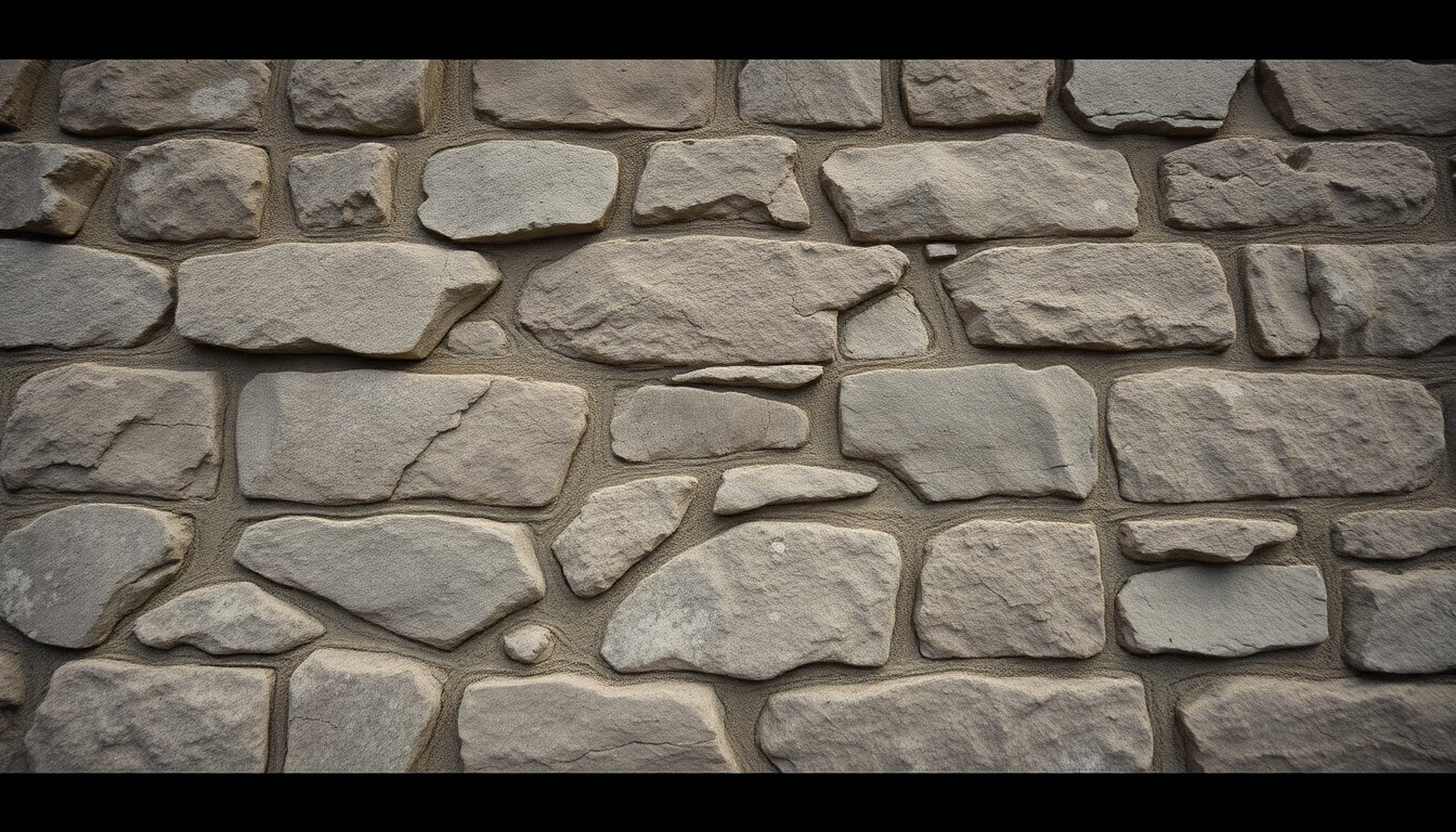 An abstract close-up photograph of a weathered, textured stone wall in muted shades of grey and brown, conveying the rugged, earthy qualities of the Welsh landscape that influenced Anthony Hopkins' early life and artistic development.