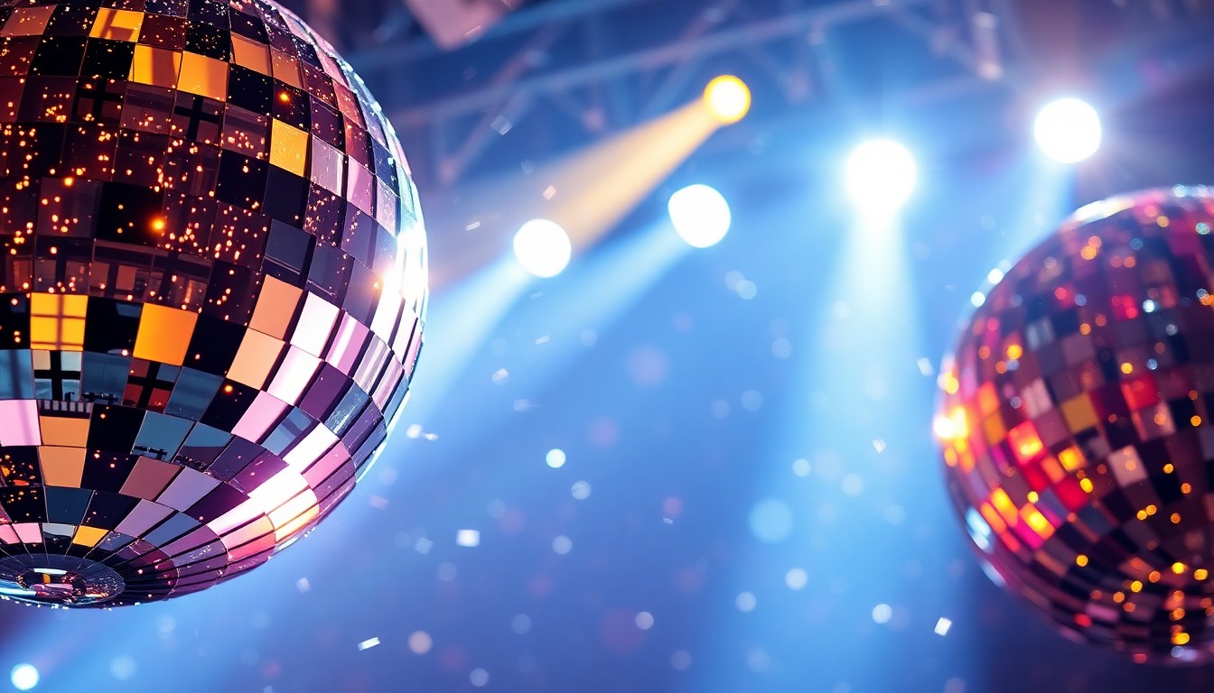 An extreme close-up photograph of shimmering, reflective disco ball shards against a backdrop of bright stage lights, conveying the glamorous, high-energy atmosphere of Demi Lovato's upcoming concert tour.