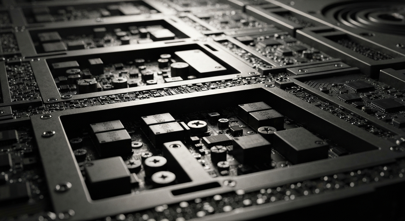 An extreme close-up of a heavily textured, industrial-looking banking mechanism or financial infrastructure component, conveying the complexity and security challenges of the modern financial system.