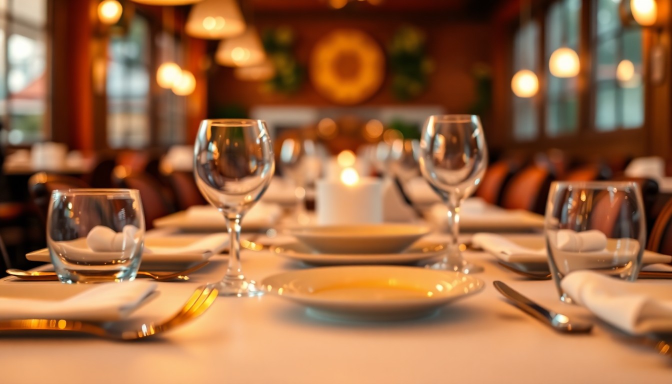 An extremely abstracted, out-of-focus photograph of a table setting at a restaurant, with soft pools of warm color and light, conveying a sense of intimacy and emotional connection.