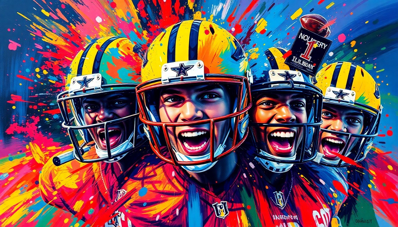 A vibrant, textured painting in neon colors depicting the intense energy and movement of a high school baseball game, with players' forms dissolving into expressive brushstrokes.