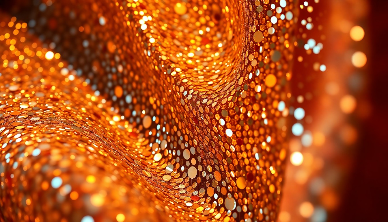 An abstract close-up photograph featuring a dramatic, high-contrast composition of luxurious materials like glittering sequins and plush velvet, conceptually representing the artistry and attention to detail that went into creating the action-packed Bollywood film Dhurandhar: The Revenge.