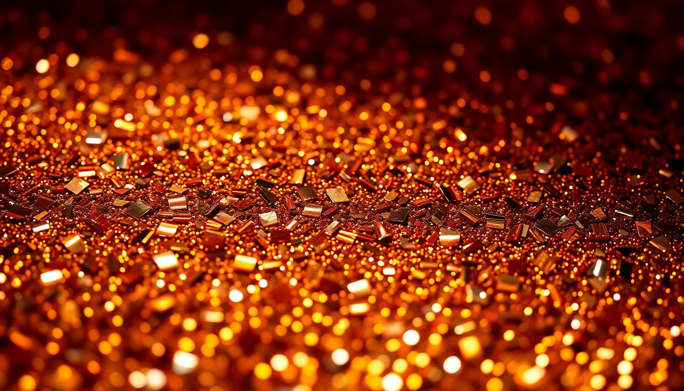 An extreme close-up photograph of shimmering, high-contrast textures like sequins or shattered glass, capturing the glamour and opulence of the entertainment industry in an abstract, conceptual way.