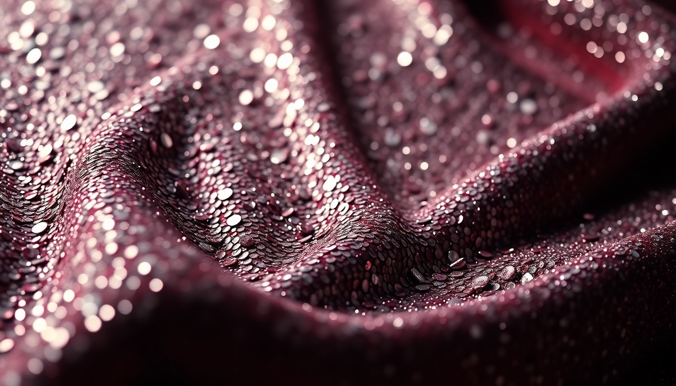 An extreme close-up of glittering sequins and shattered disco glass, reflecting dramatic studio lighting to create a high-fashion, glamorous aesthetic that captures the energy and exclusivity of the Neon Carnival event.