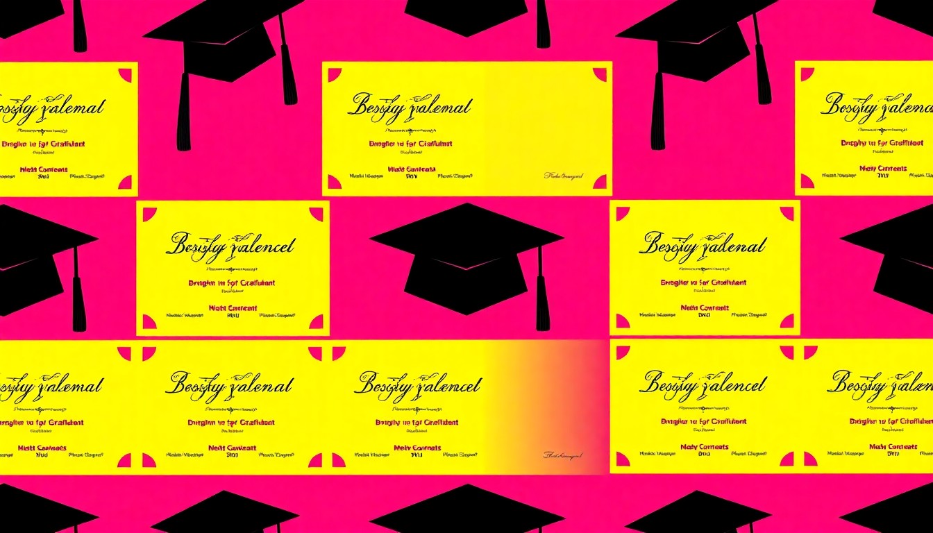 A vibrant, abstract silkscreen print featuring a repeated image of a BYU graduation diploma, rendered in bold, neon colors and heavy black outlines, conceptually representing the university's commitment to preserving its history and inspiring its future.