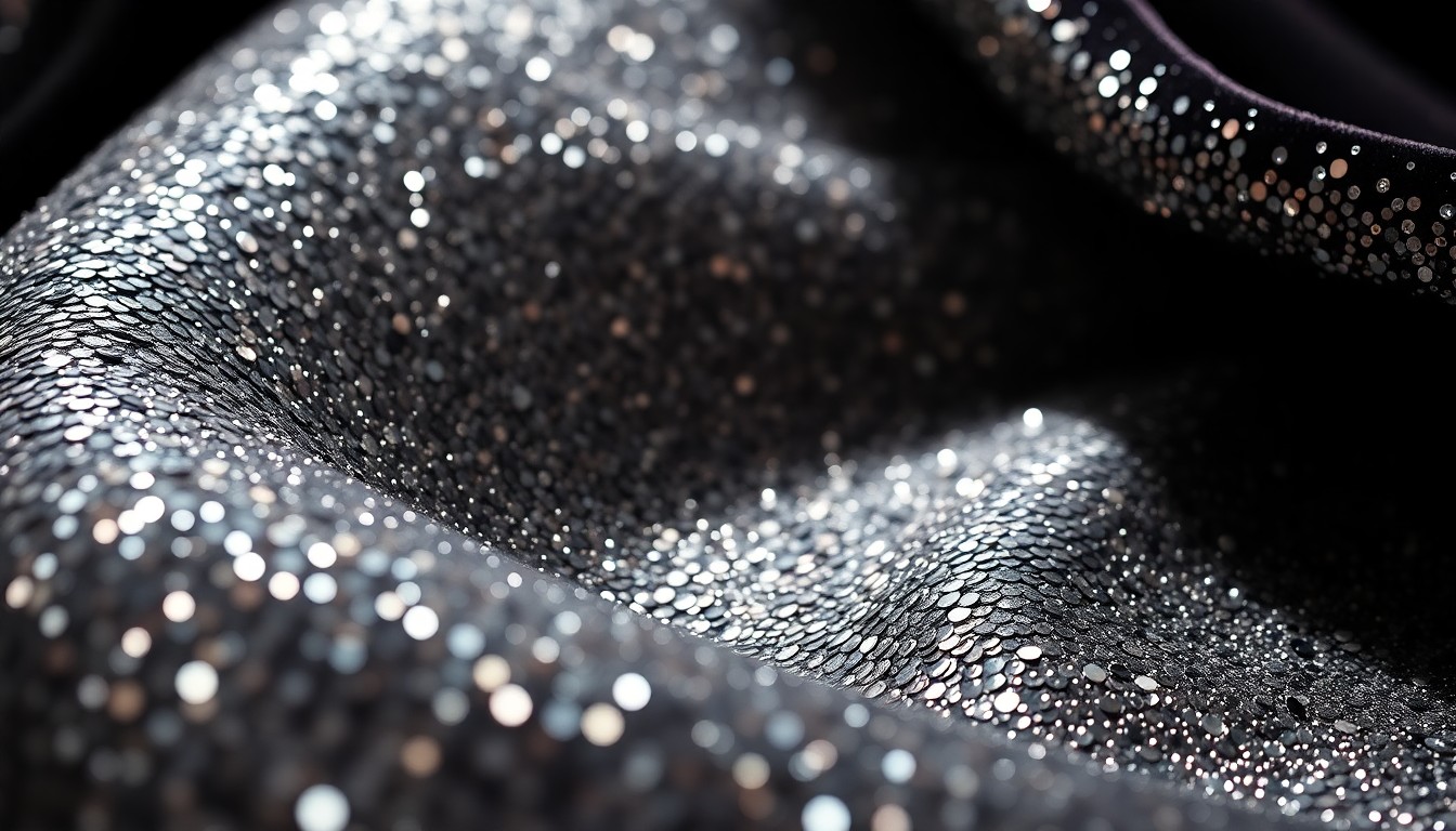 An extreme close-up of glittering sequins and shattered disco glass, conceptually representing the glamour and energy of a high-profile music tour.