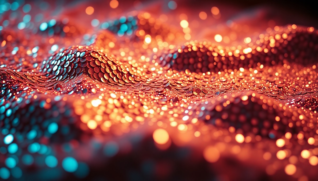 An extreme close-up of shimmering sequins, shot in dramatic studio lighting to create a glamorous, high-contrast aesthetic that conceptually represents the celebrity relationships at the heart of this entertainment story.