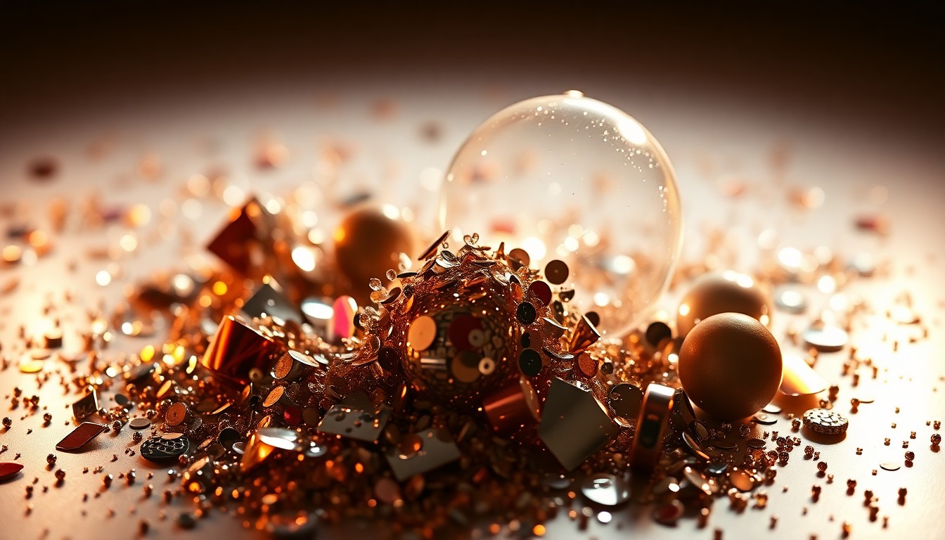An abstract close-up image of glittering sequins and shattered disco glass, captured in dramatic high-contrast lighting to convey the celebratory spirit of Vanna White's Coachella adventure.
