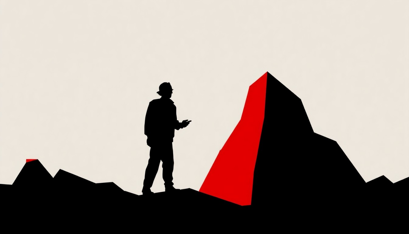 An abstract, minimalist composition featuring stark, jagged geometric shapes in bold, high-contrast colors, conceptually representing the themes of individualism, tradition, and the power of painting.