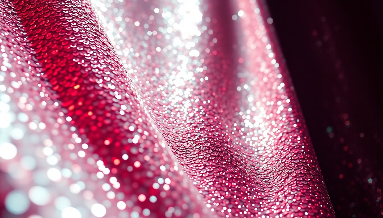 An abstract close-up image of shimmering, glittering sequins in high-contrast studio lighting, conveying the glamour and energy of a BTS concert.
