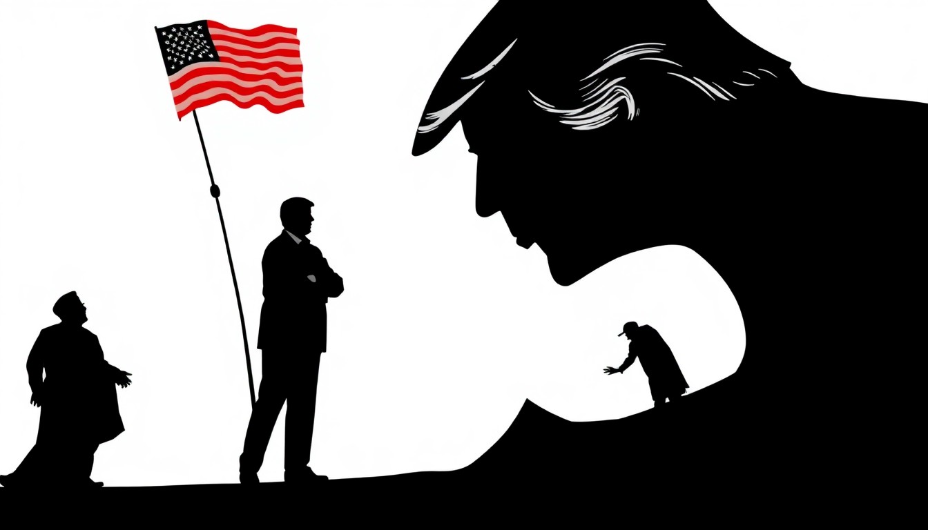 A striking abstract composition featuring bold, jagged shapes and high-contrast colors, conceptually representing the surreal nature of political satire and the absurdity of the Trump presidency.