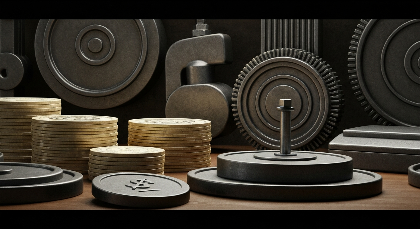 An extreme close-up of intricate, metallic banking machinery and mechanisms, conveying the complex infrastructure and security of financial institutions without depicting any literal currency or symbols.