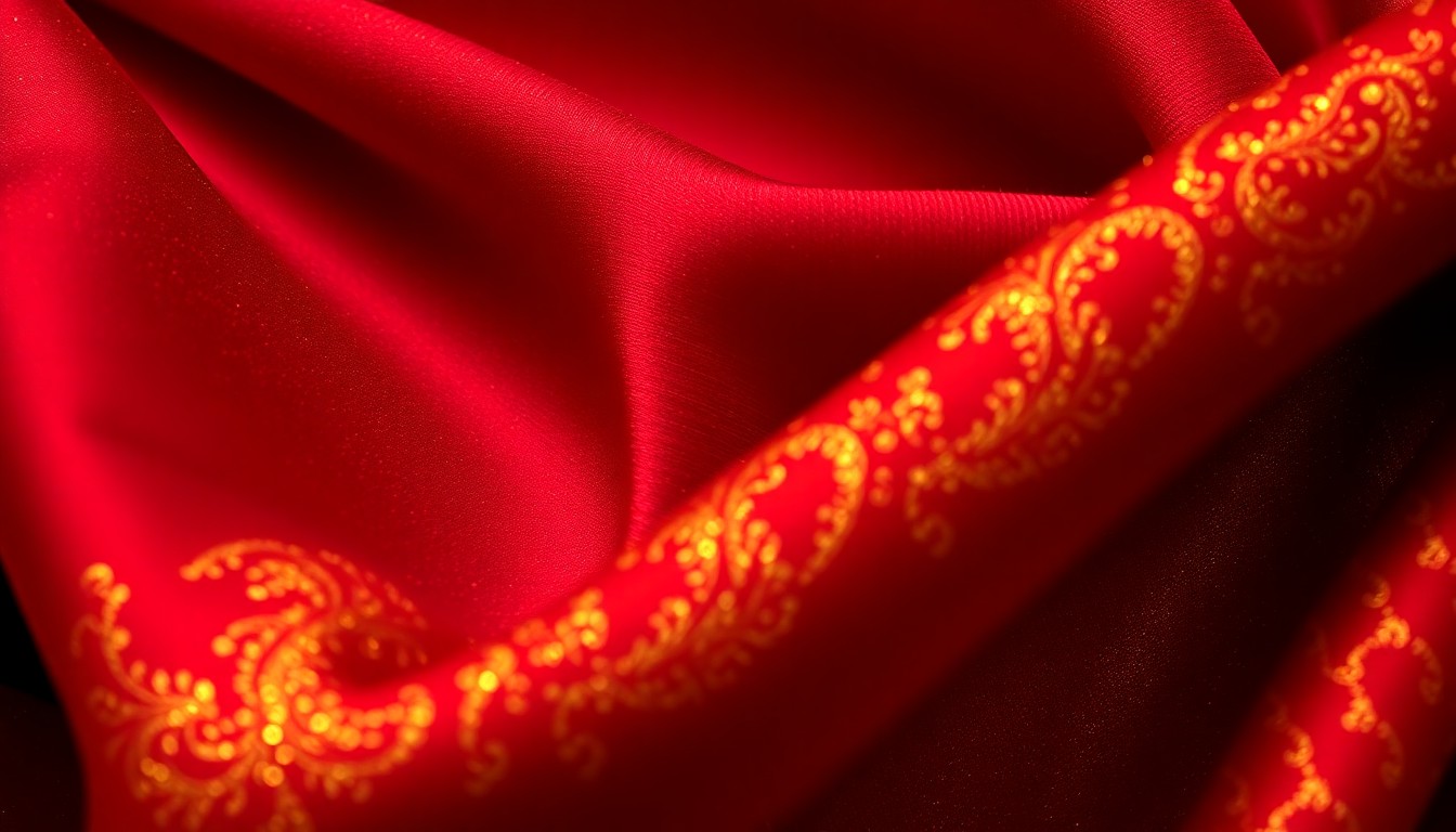 An abstract close-up photograph of a plush, velvety fabric in deep burgundy and gold hues, capturing the luxurious and emotionally charged nature of the Bollywood entertainment industry.