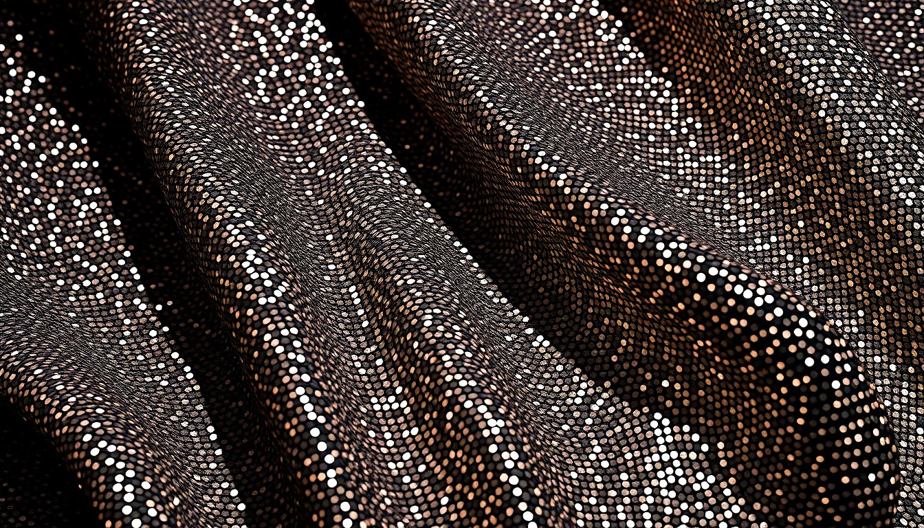 An extreme close-up of a luxurious, glittering fabric texture in shades of gold and silver, conceptually representing the high-profile world of television production and celebrity.