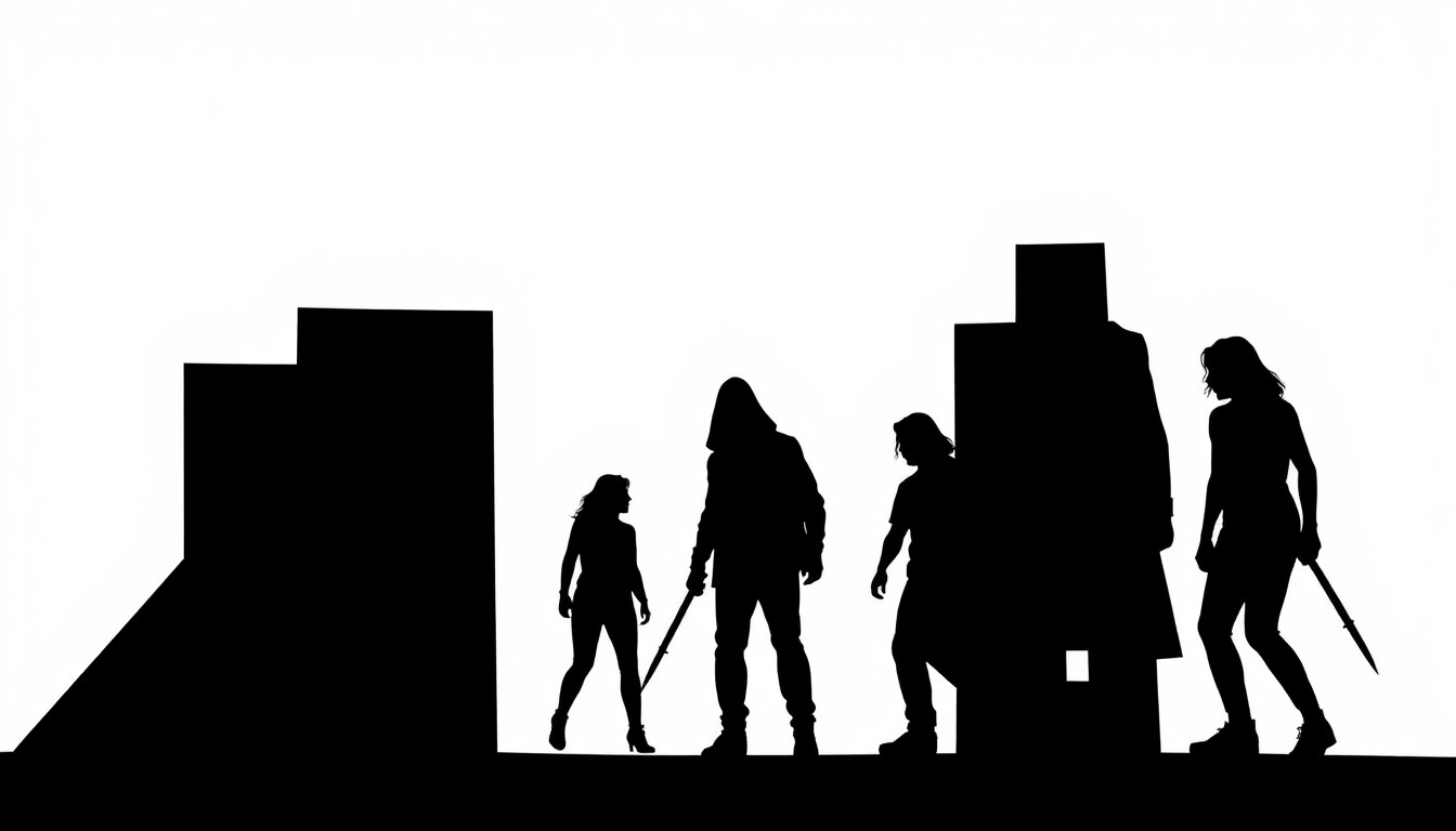 An abstract, minimalist composition featuring a stark black silhouette of a knife against a contrasting background, conceptually representing the iconic slasher films of director Jamie Blanks.