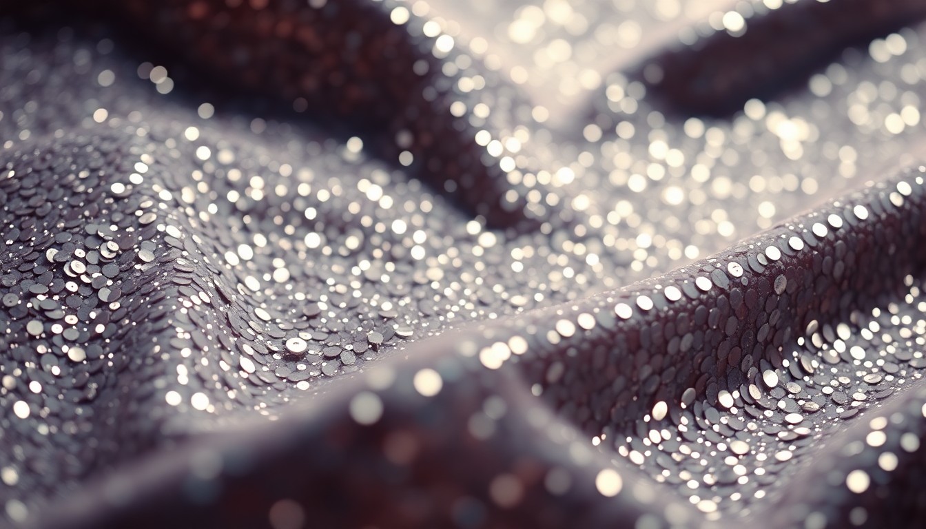 An extreme close-up of shimmering, glittering sequins reflecting dramatic studio lighting, conceptually representing the high-fashion, celebrity-driven aesthetic of the Ready or Not 2 sequel.