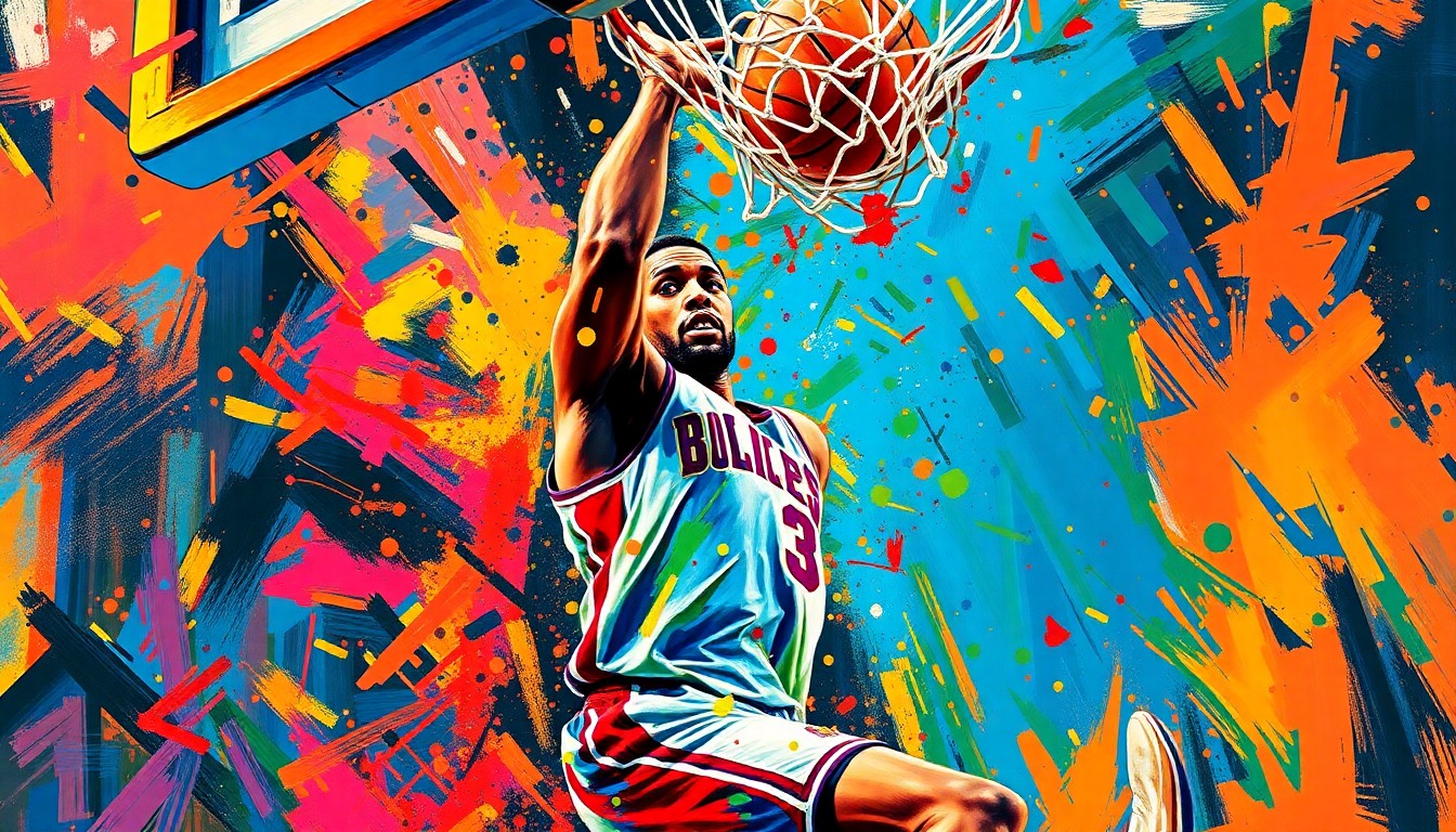 Artwork of a basketball player in motion