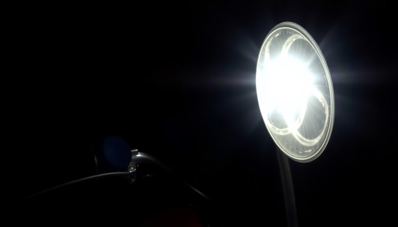 An extreme close-up photograph of a twisted, damaged motorcycle part against a pitch-black background, conveying the gritty aftermath of a serious collision.
