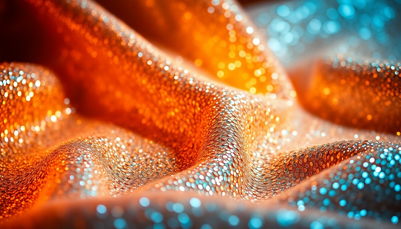 An extreme close-up of a luxurious, shimmering fabric in metallic gold and silver tones, capturing the glamour and high-fashion aesthetic of the Devil Wears Prada 2 press tour.