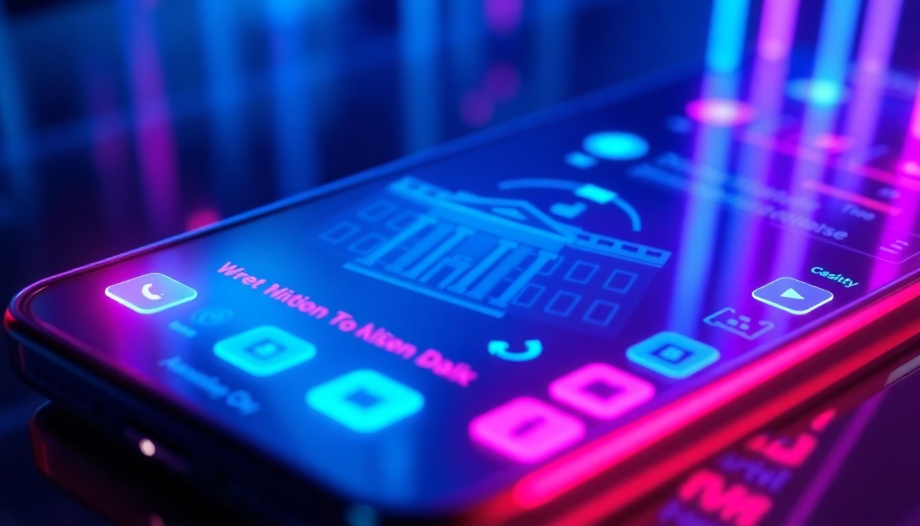A highly detailed, glowing 3D illustration of a futuristic mobile app interface with pulsing neon lights, representing the White House's direct-to-citizen digital communication platform.
