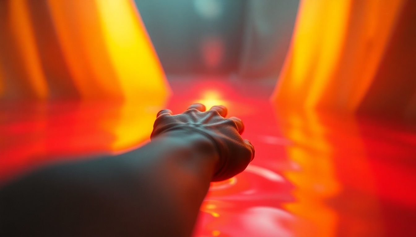 An abstract, out-of-focus image in warm, vibrant colors, depicting a hand reaching towards a glowing, ethereal aura, representing the horoscope's message of unlocking one's true potential.