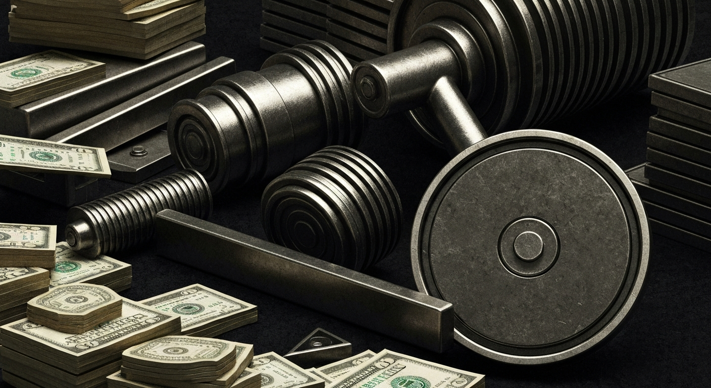 An extreme close-up of various gears, levers, and mechanical components in a dark, industrial setting, conceptually representing the intricate workings of the financial system.