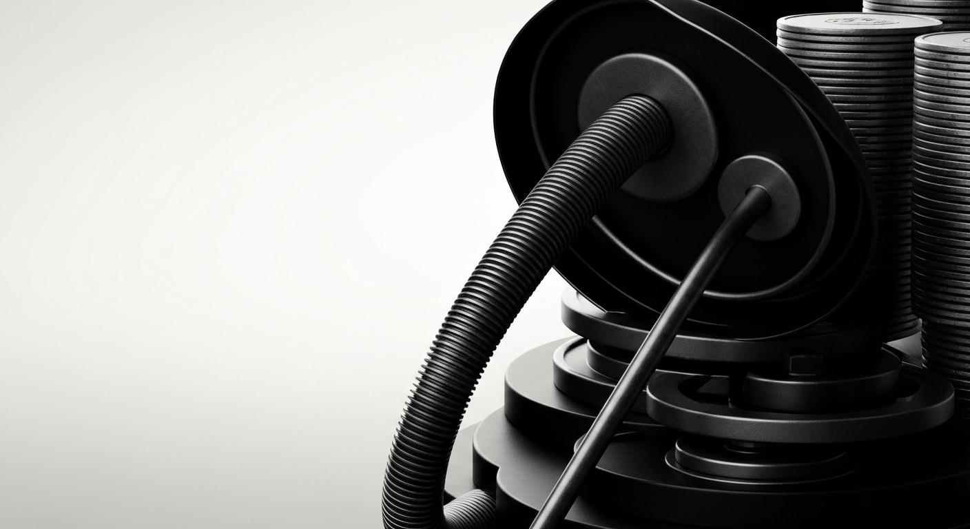 An extreme close-up of gears, levers, and other heavy machinery components, conveying the complex and imposing nature of financial institutions and the challenges of managing debt.