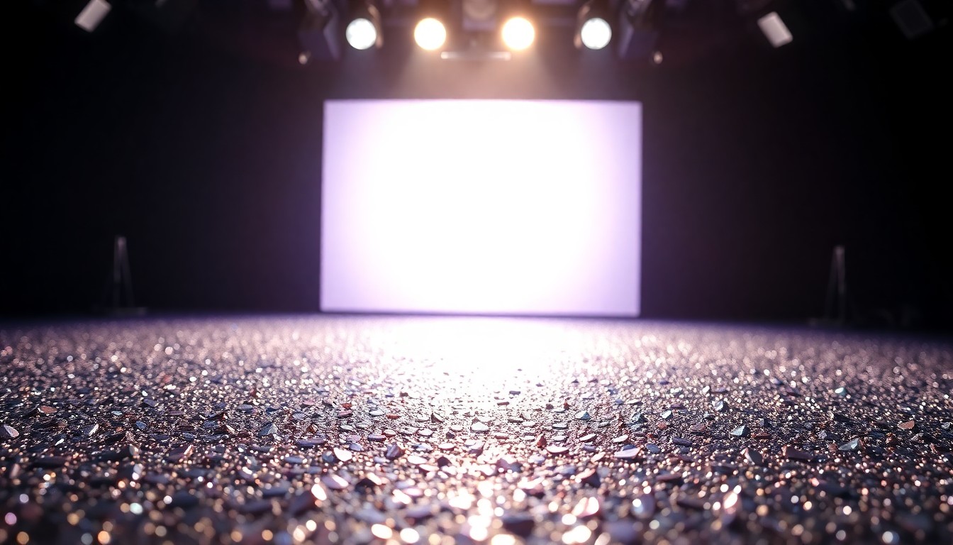 An abstract, high-contrast close-up image of a shiny, reflective surface like broken glass or metallic sequins, capturing the glamour and energy of a local news broadcast expansion.