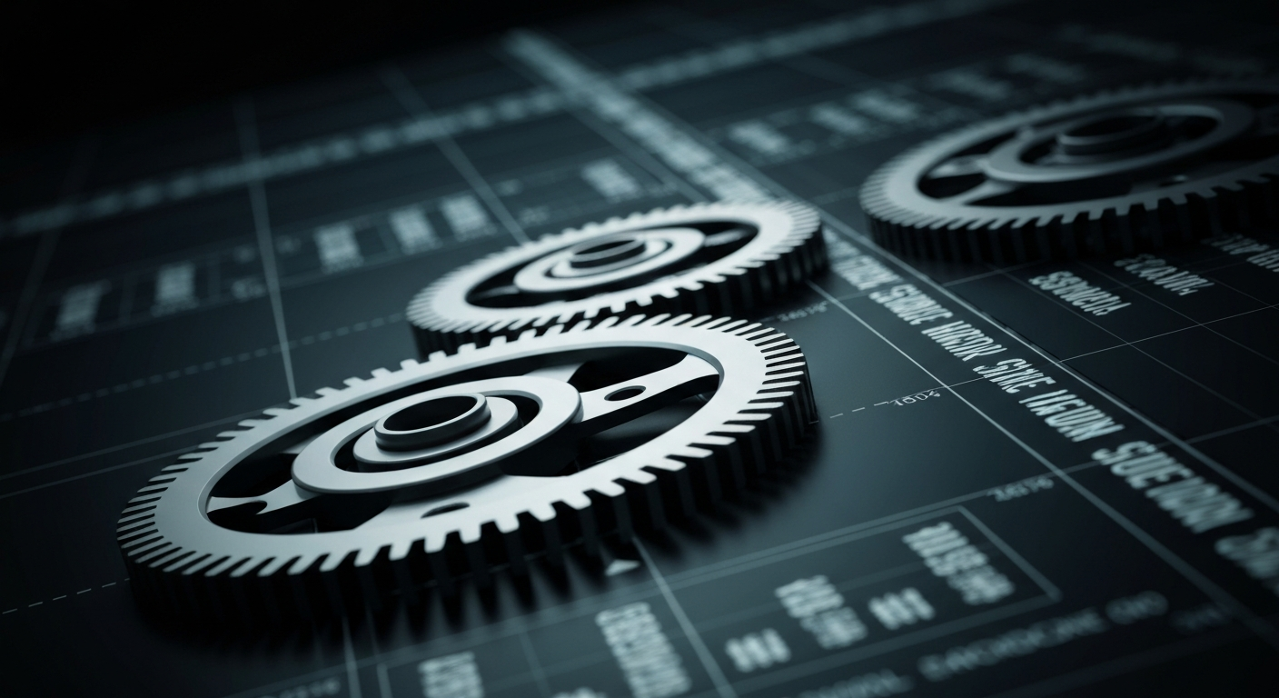 An extreme close-up of the intricate gears and mechanisms of a high-tech financial trading platform, conveying the power and complexity of modern finance through a cinematic, industrial aesthetic.