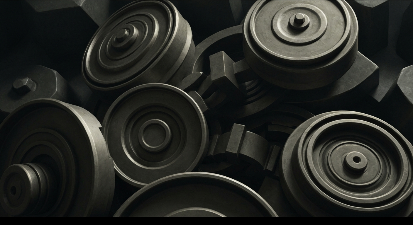 An extreme close-up of gears, levers, and other heavy industrial banking equipment, conveying the tangible, institutional power dynamics at the heart of this activist investor battle without using literal financial symbols or text.