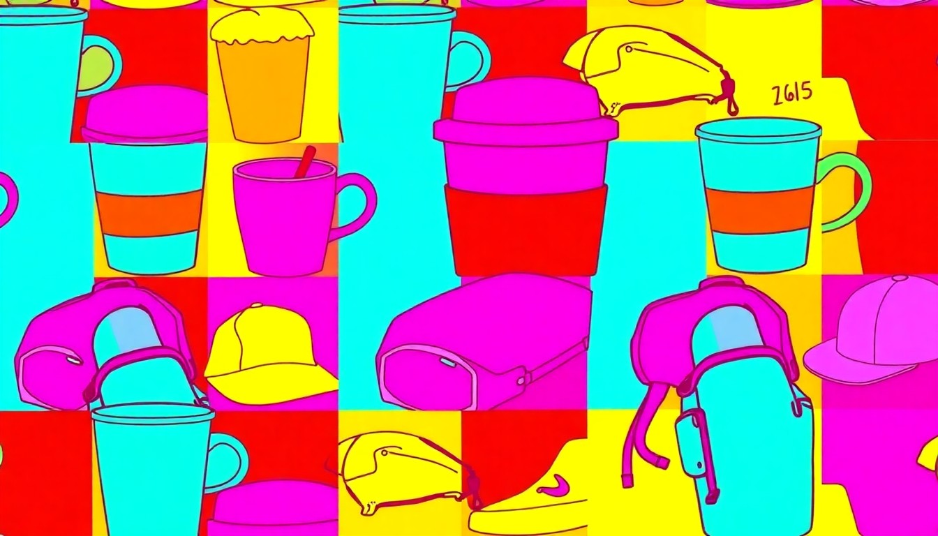 A high-contrast silkscreen print in bright neon colors depicting a repeated pattern of an iconic Zionsville lifestyle object, conceptually representing the town's thriving local culture and independent spirit.