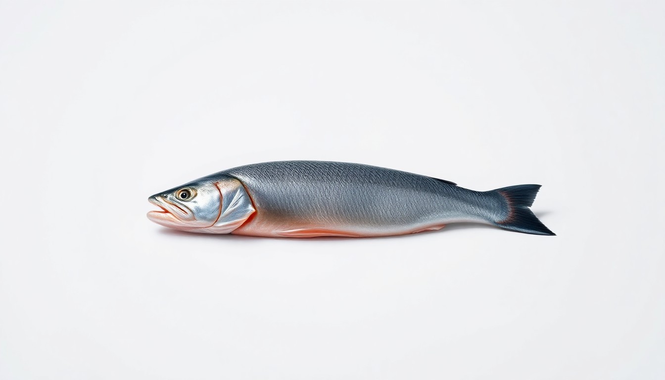 A close-up photograph of a single, premium Atlantic Sapphire salmon fillet resting on a clean, monochromatic background, conceptually representing the company's innovative land-based salmon farming model.