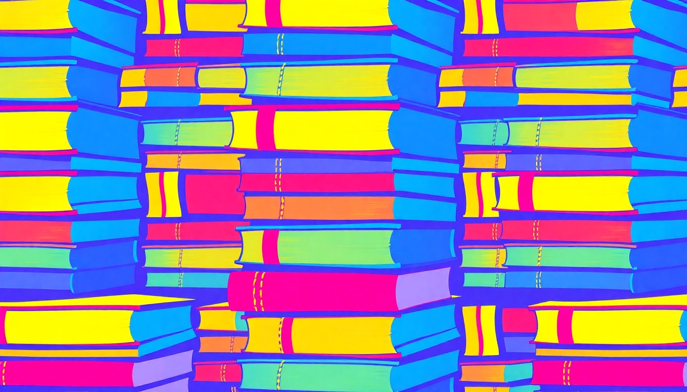 A bold, colorful silkscreen-style illustration featuring a repeating grid of stylized school buses or textbooks in neon shades of blue, green, and pink, conceptually representing the progress made in labor negotiations to avoid disruptions in the Los Angeles Unified School District.