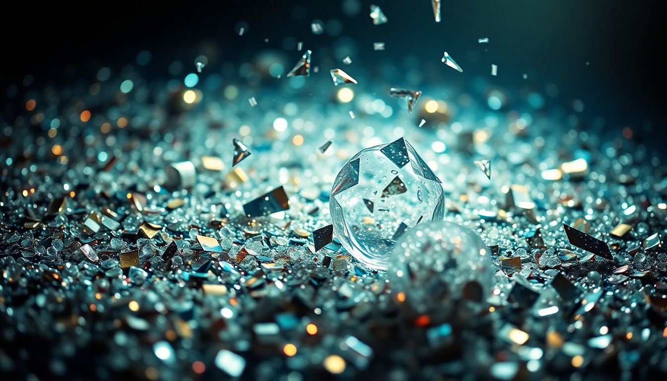 An abstract close-up image of glittering sequins and shattered disco glass, conveying the celebratory mood and glamour of a musical collaboration.