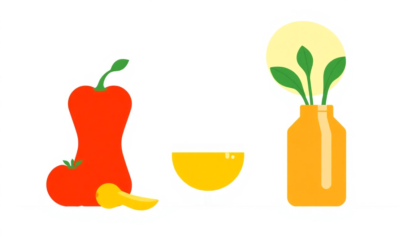 A dynamic abstract composition of intersecting triangles and circles in shades of red, blue, and yellow, conceptually representing the interconnected rise in vegetable oil and crude oil prices.