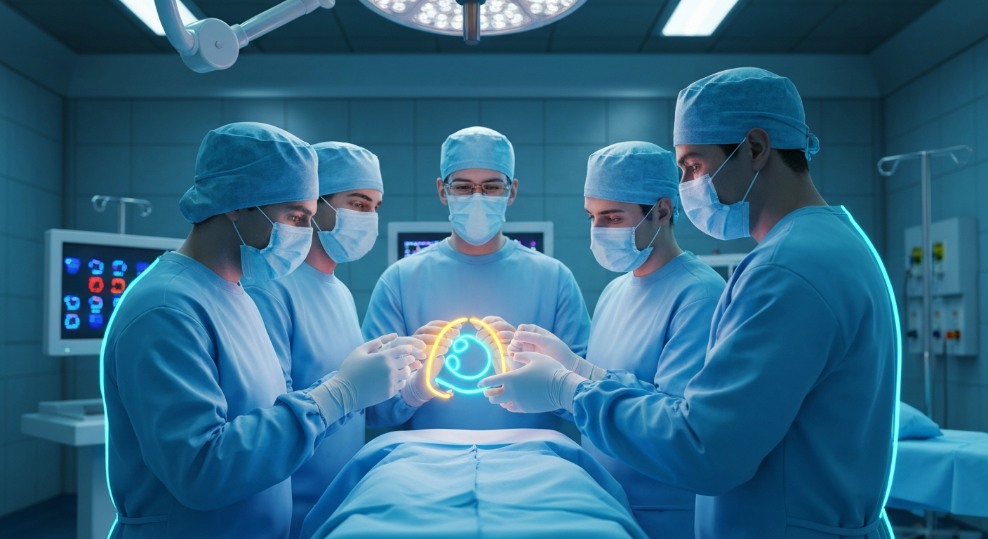 A vibrant, neon-outlined illustration of two doctors' hands clasped together, symbolizing the enduring bonds formed during medical residency.