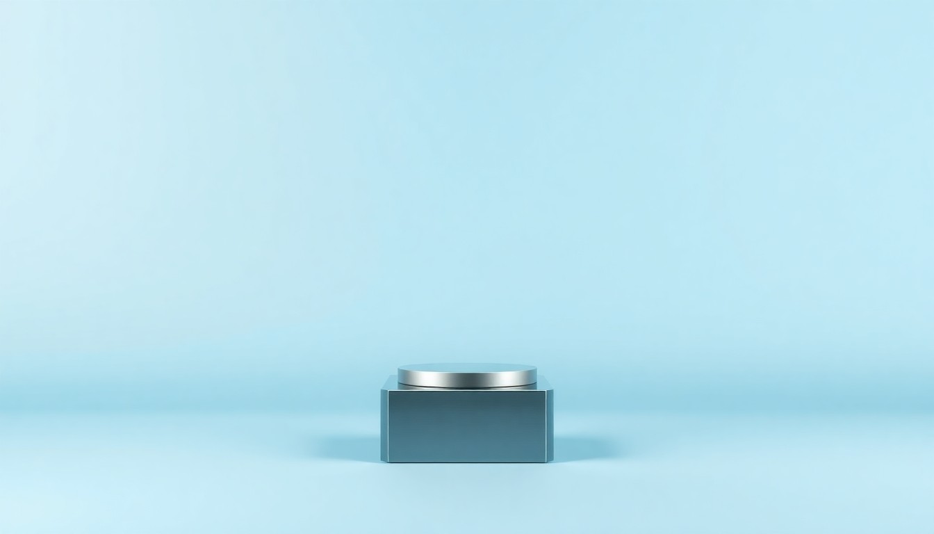 A minimalist, photorealistic studio still-life image of a sleek, geometric trophy award made of brushed metal and glass, floating on a clean, monochromatic background to symbolize workplace excellence and employee recognition.