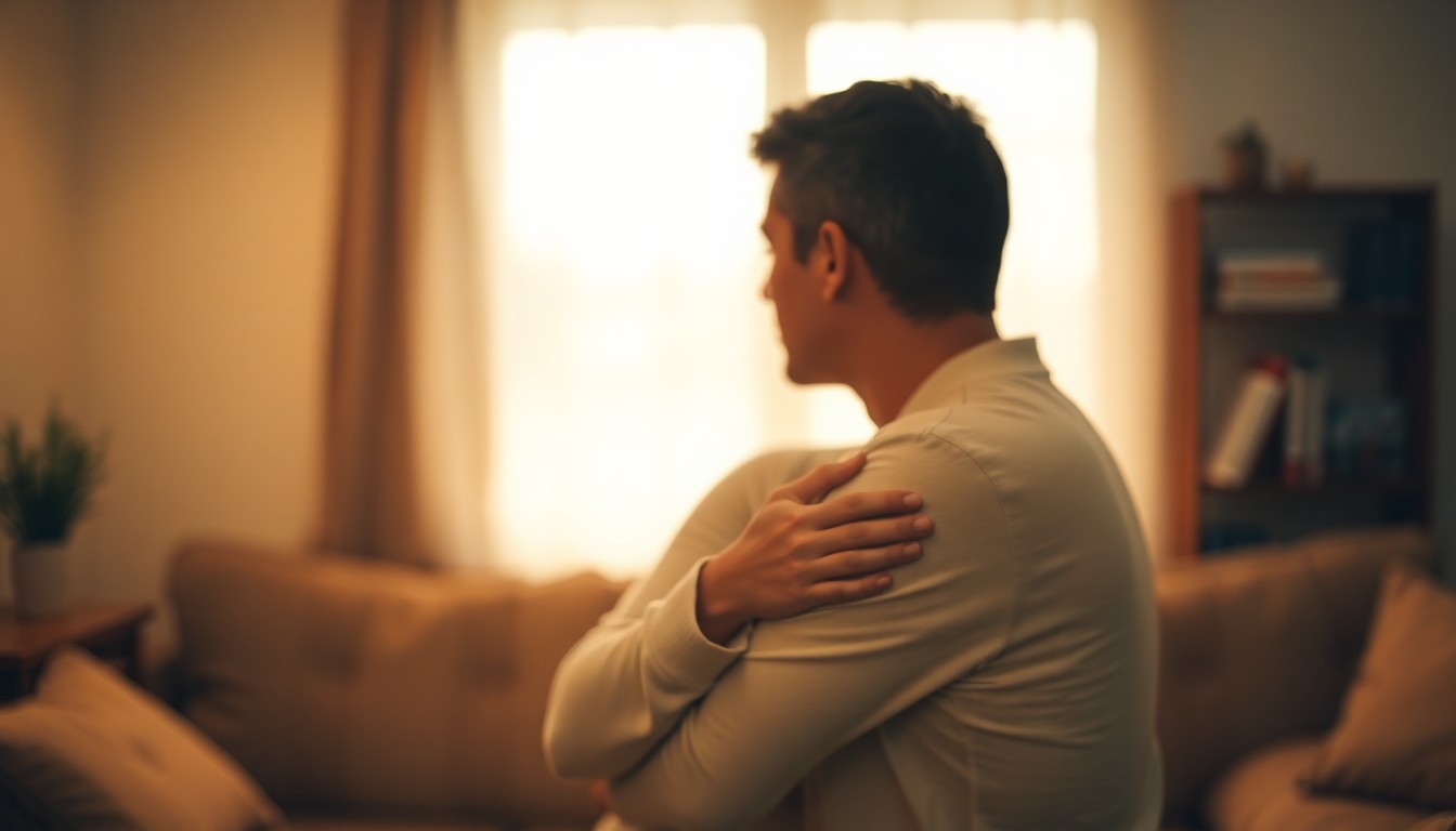 A blurred, dreamlike photograph in shades of amber and ochre showing the silhouettes of two people embracing, conveying the emotional intimacy and personal connections at the heart of marriage and family counseling.