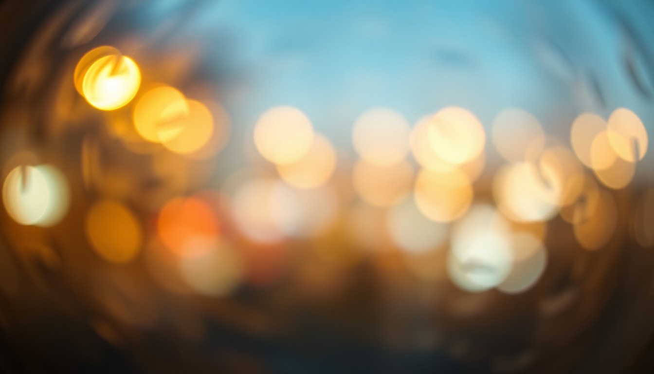 An abstract, impressionistic scene of soft, blurred light and color, conveying a sense of warmth and community connection.