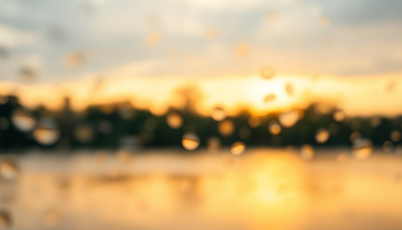 An impressionistic, blurred image of a river flowing through a lush, green landscape, captured in a warm, dreamlike palette of colors, conveying a sense of the river's natural power and cultural significance.