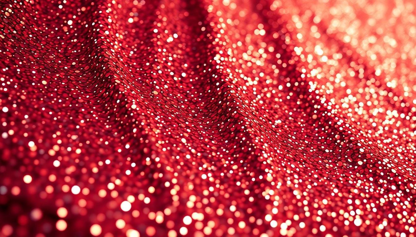 An extreme close-up of shimmering, high-contrast sequins, capturing the glitz and glamour of a Hollywood red carpet event.