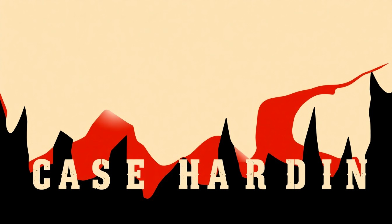 An abstract, minimalist illustration featuring stark black silhouettes of a guitar, cowboy hat, and other country music motifs against a deep red and tan background, conveying the traditional, no-frills aesthetic of Texas country music.