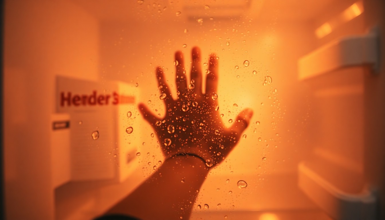 An extremely blurred, impressionistic photograph of a hand reaching into a refrigerator, with the contents obscured in a hazy wash of warm colors, conceptually representing the lifestyle challenges of budgeting and stretching limited resources.