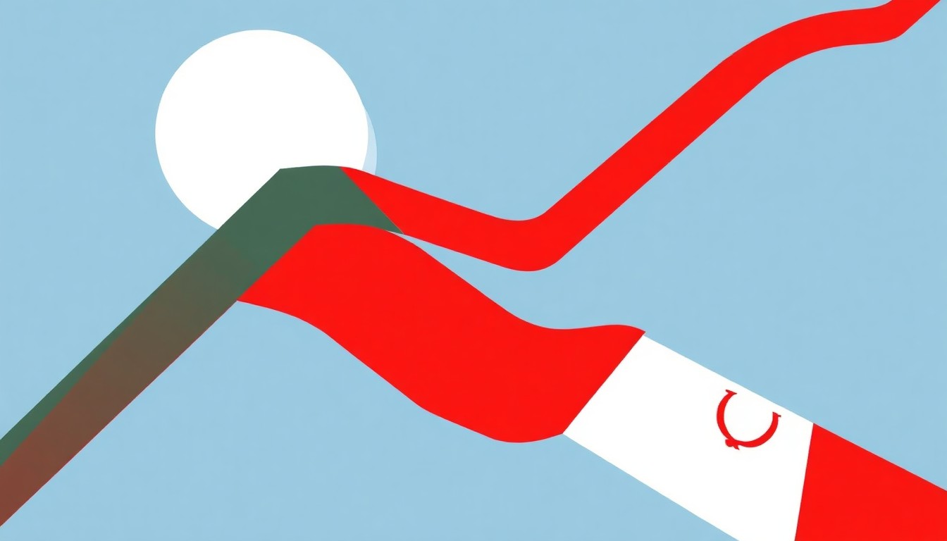 A composition of overlapping triangles and circles in shades of blue, red, and yellow, conveying the concept of economic uncertainty and fluctuating energy prices without using any text or literal imagery.