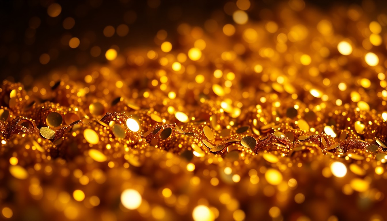 An extreme close-up photograph of shimmering gold sequins, capturing the glamour and high-energy atmosphere of a gospel music celebration.