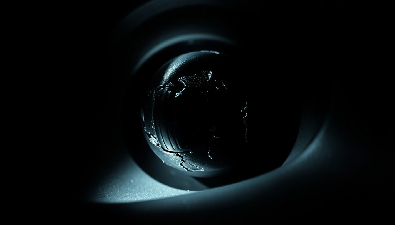 An extreme close-up photograph of a damaged car lock or ignition switch, lit by a harsh, direct camera flash against a pitch-black background, conveying a sense of the gritty, investigative nature of this crime incident.