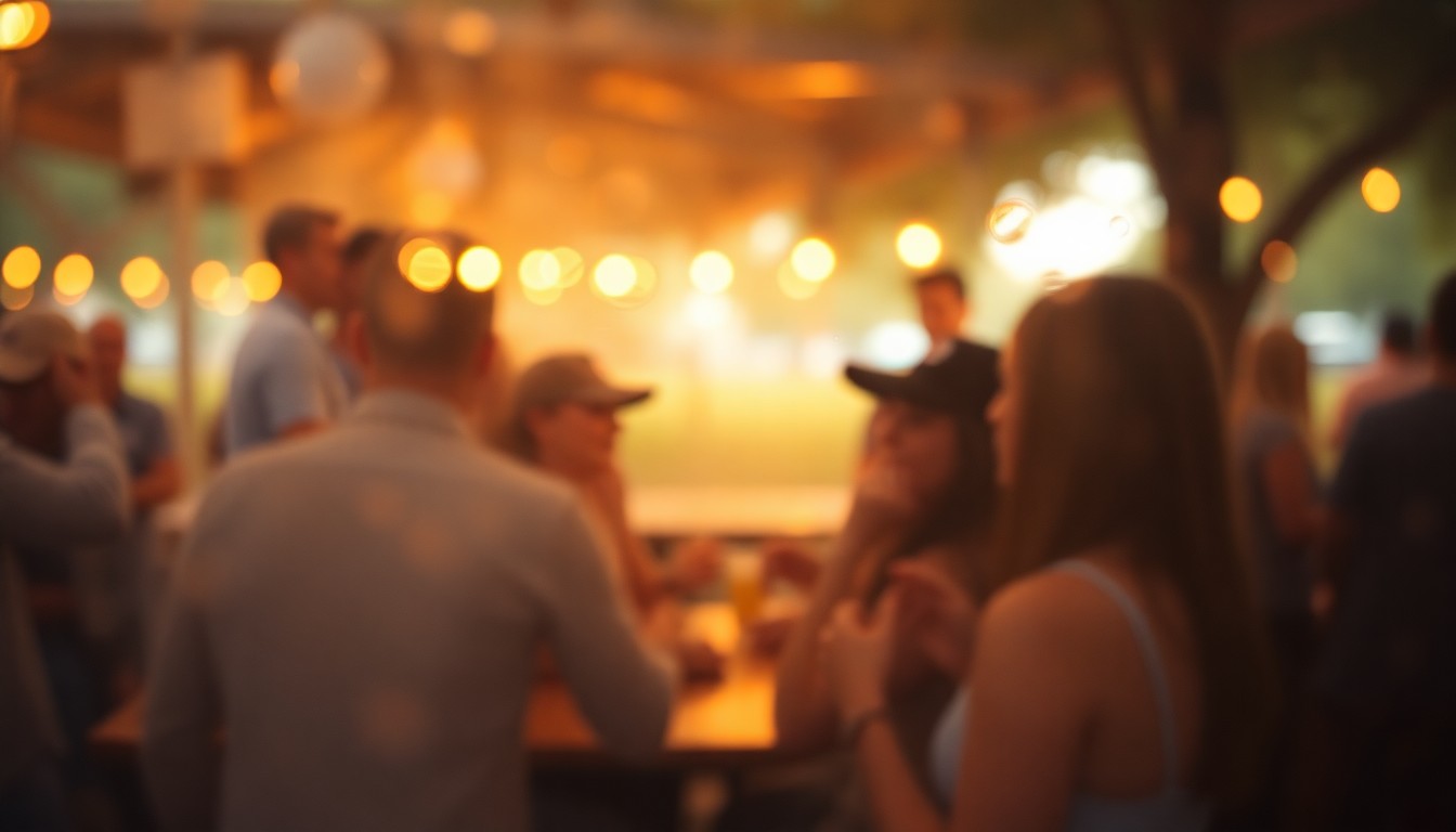 An abstract, impressionistic scene of blurred figures and shapes in a warm, golden light, conveying the intimate, serendipitous nature of real-world dating.